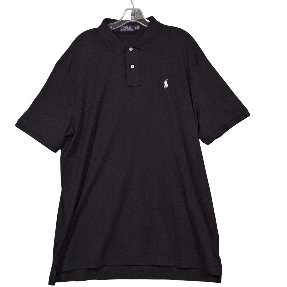Polo Ralph Lauren Mens XL Black Short Sleeve Pony Logo Cotton Polo Shirt